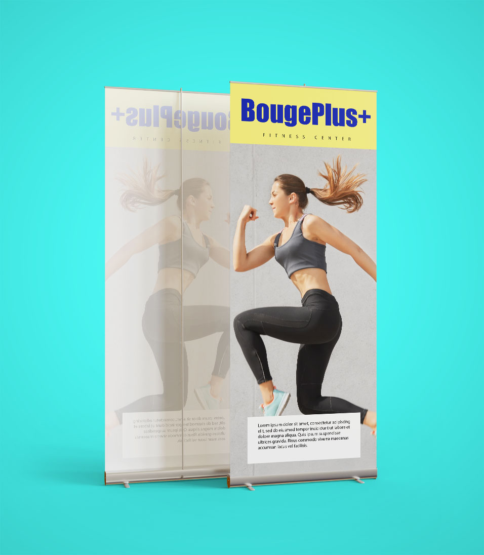 Roll up banner mockup look front view